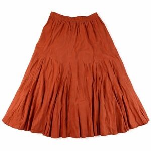 Veranes Cotton Maxi Skirt - M Burnt Orange Boho Elastic Waist
